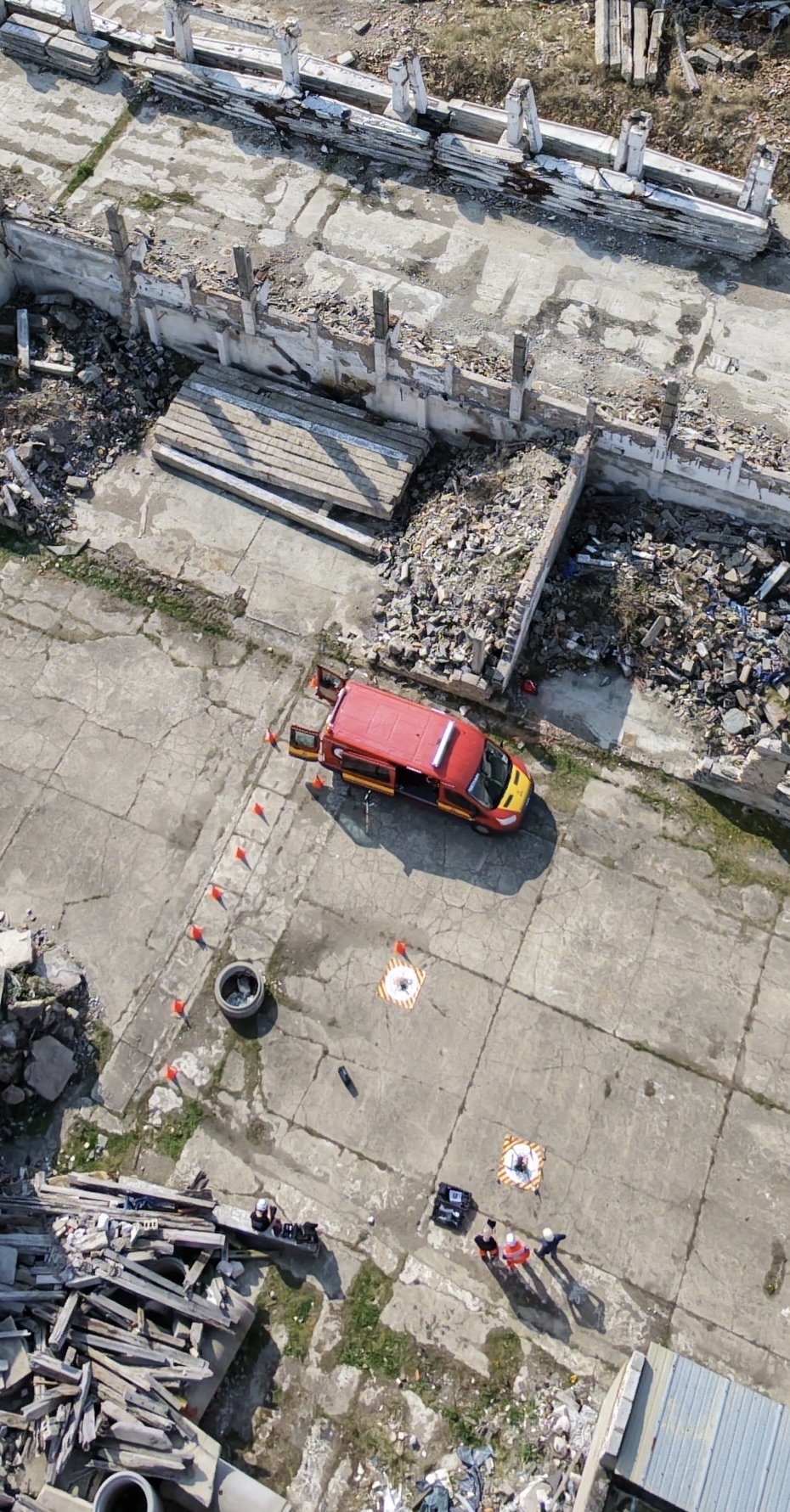 Aerial drone view of a search-and-rescue exercise